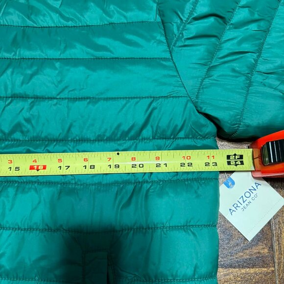 Arizona Jean Company Forest Green Quilted Puffer Jacket Full Zip Size Large NEW - Picture 7 of 12